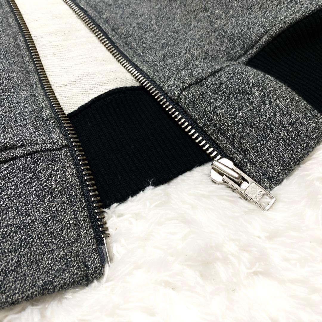 VANSON スカル刺繍 コットン スウェットブルゾン グレー L 2way