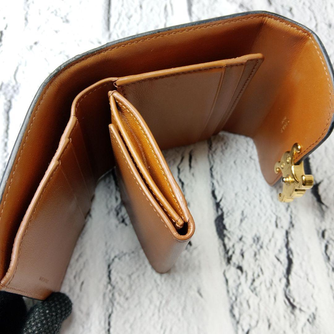 セリーヌ✨トリオンフ ゴールド金具 PVC レザー 本革 三つ折り財布