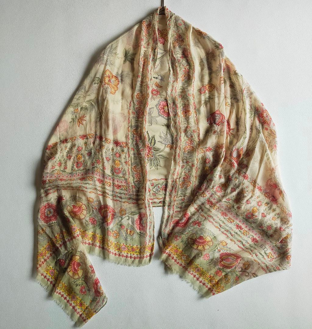 【美品】ETROエトロ シルク100%シフォン大判スカーフショールマフラー