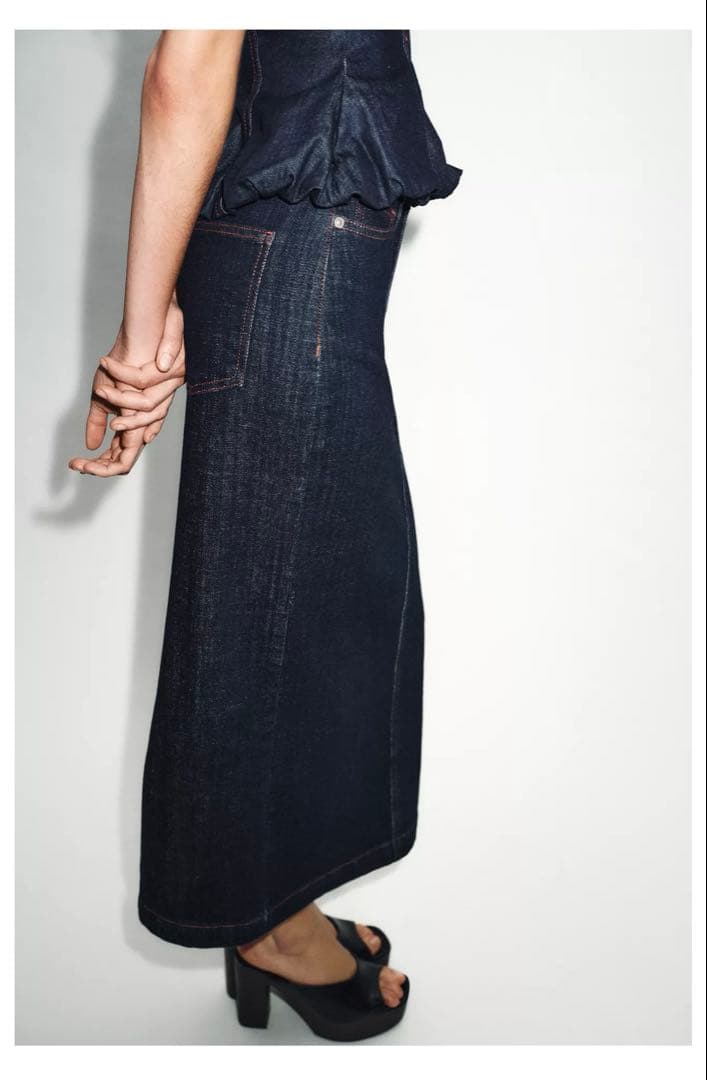 完売品⭐︎ZARA Z1975 ミディ丈デニムスカート L ブルー スリット