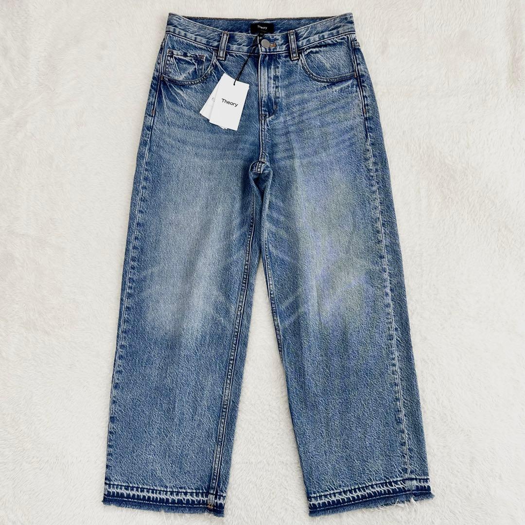新品✨Theory セオリー 23SS ワイドストレートデニム ブルー 24