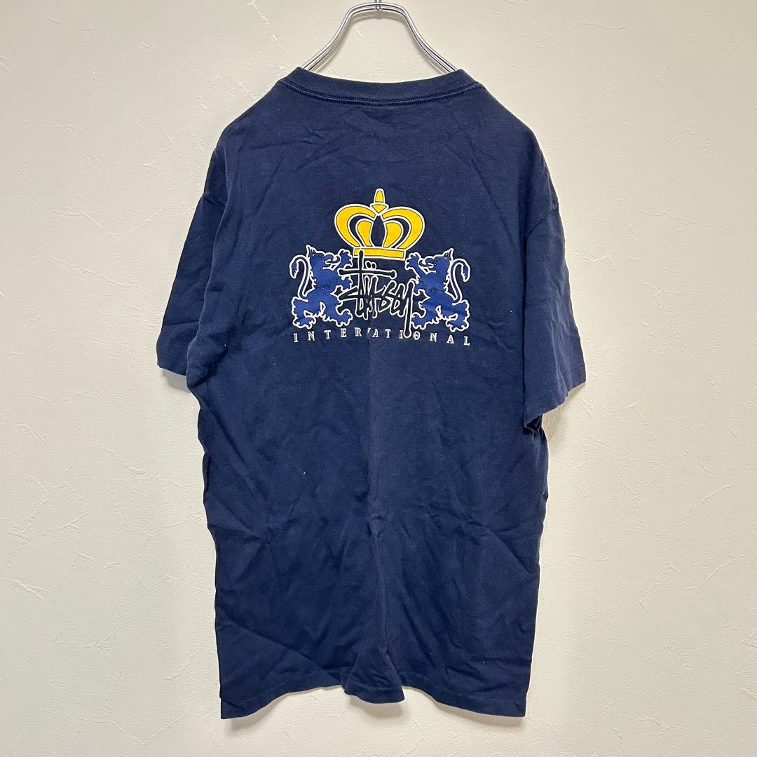 old Stussy ネイビー Tシャツ バックプリント クラウン
