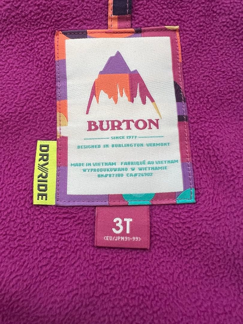 Burton キッズ3T スノーボード・スキーウェア　 紫色フード付きジャケット