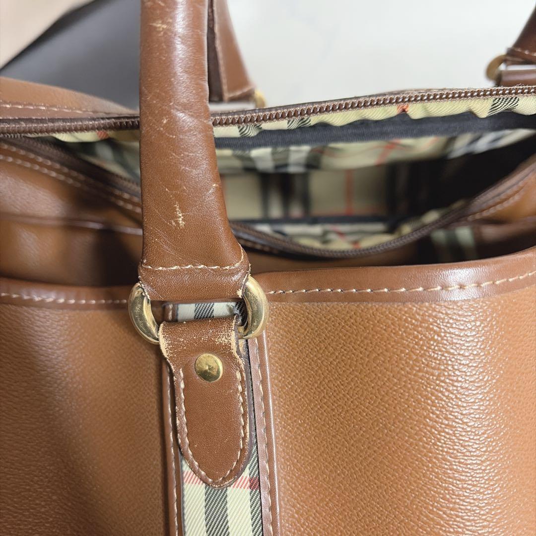 希少✨️BURBERRY ボストンバッグ 2way レザー ブラウン ノバチェック