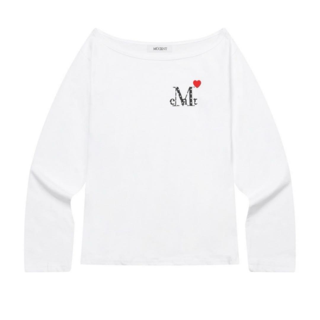 Mucent ムセント ミニハートロゴワンショルダー長袖Tシャツ