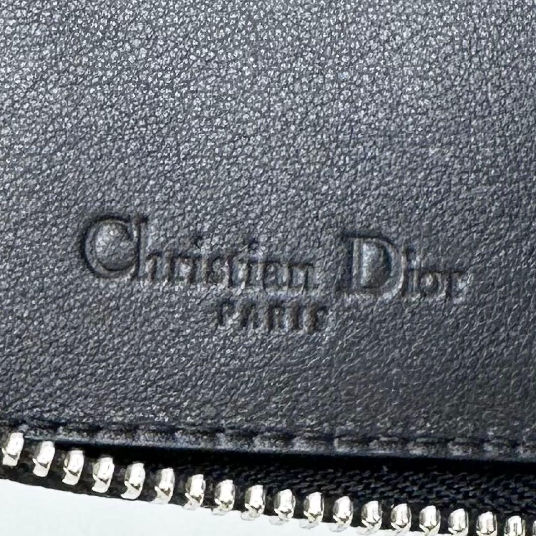 美品✨Dior レディディオール カナージュ 財布 ラウンドジップ パテント 黒