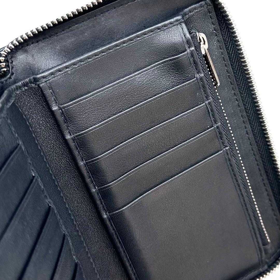 美品✨Dior レディディオール カナージュ 財布 ラウンドジップ パテント 黒