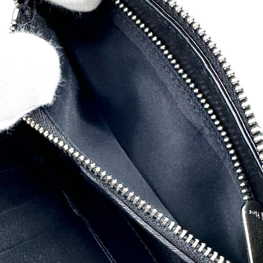 美品✨Dior レディディオール カナージュ 財布 ラウンドジップ パテント 黒