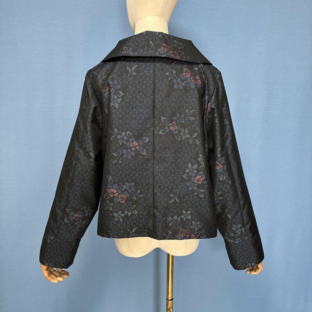 着物リメイク　大島紬　ショールカラージャケット　L〜XXL