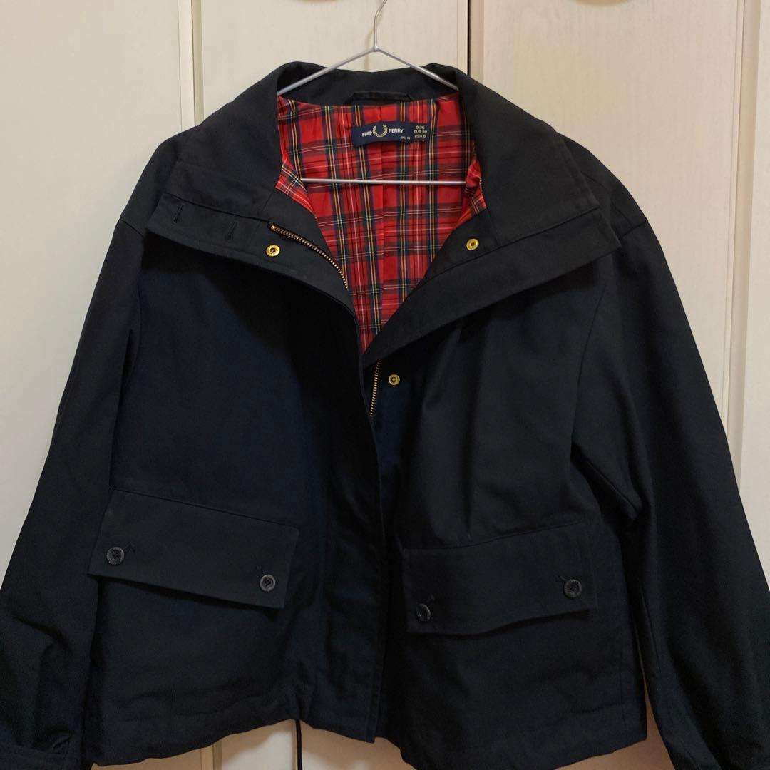 c*e様 美品　Fred Perry モッズコート 黒 チェック柄　155-16