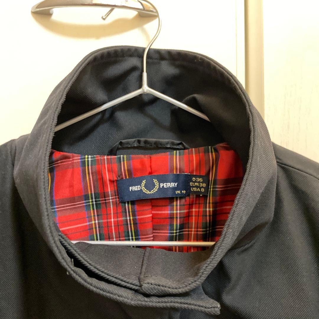 c*e様 美品　Fred Perry モッズコート 黒 チェック柄　155-16