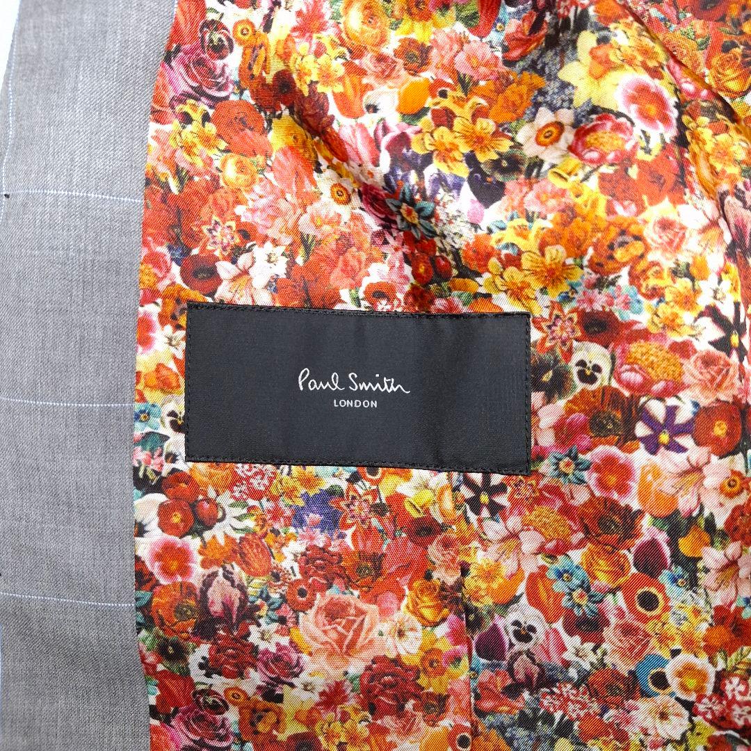 【美品】Paul Smith 花柄 チェック柄 ベスト グレー M