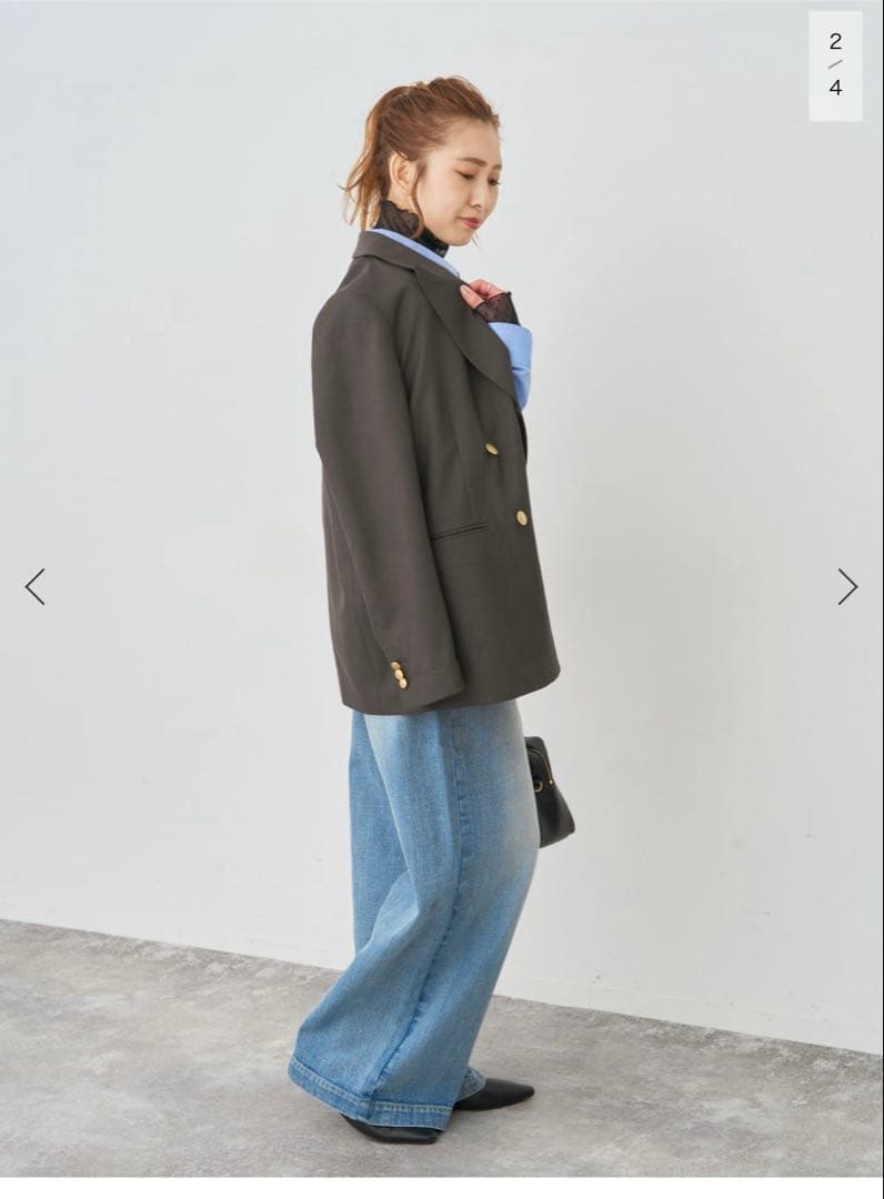 Spick&Span ウールブレンドダブルブレストジャケットブラウン