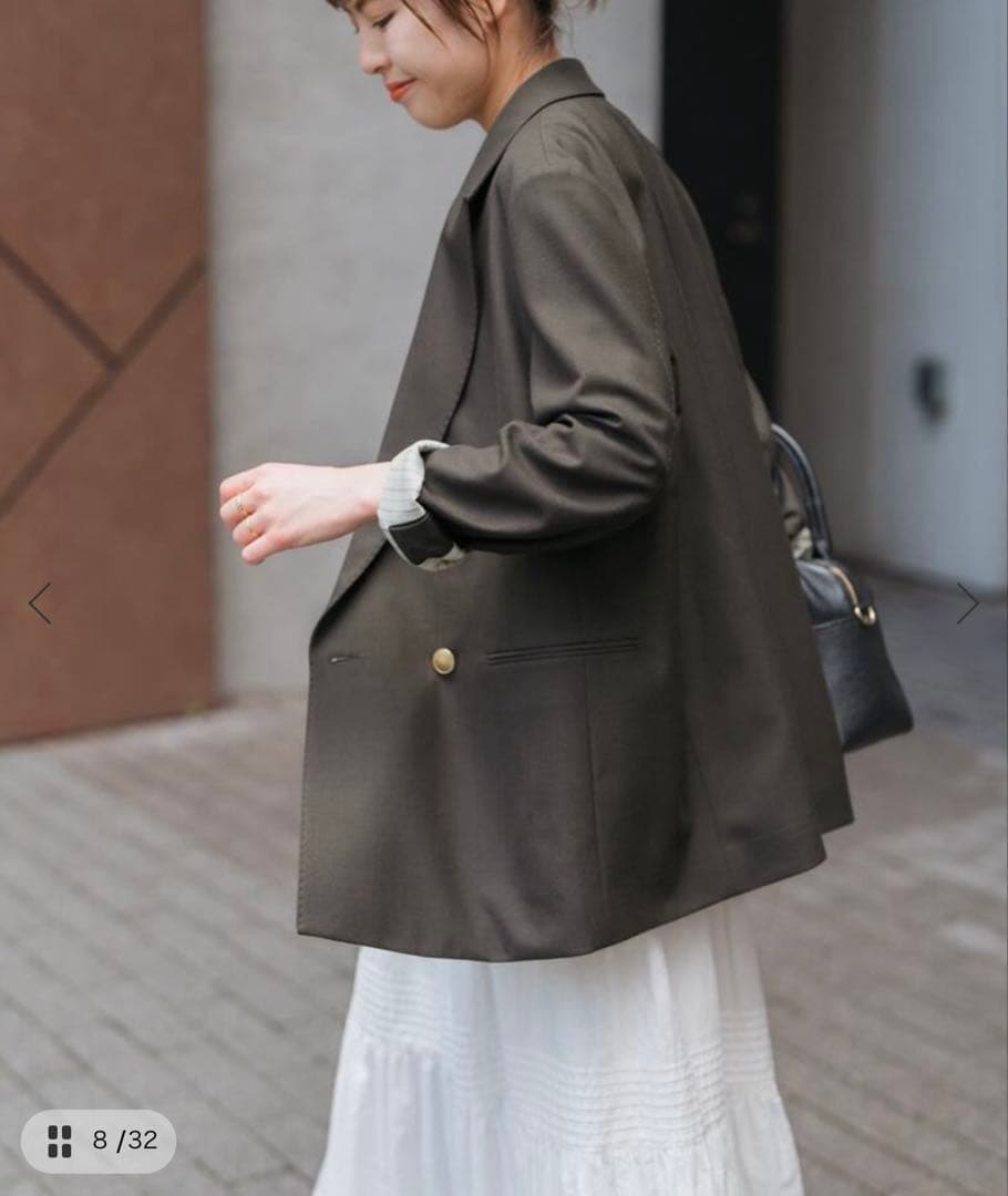 Spick&Span ウールブレンドダブルブレストジャケットブラウン
