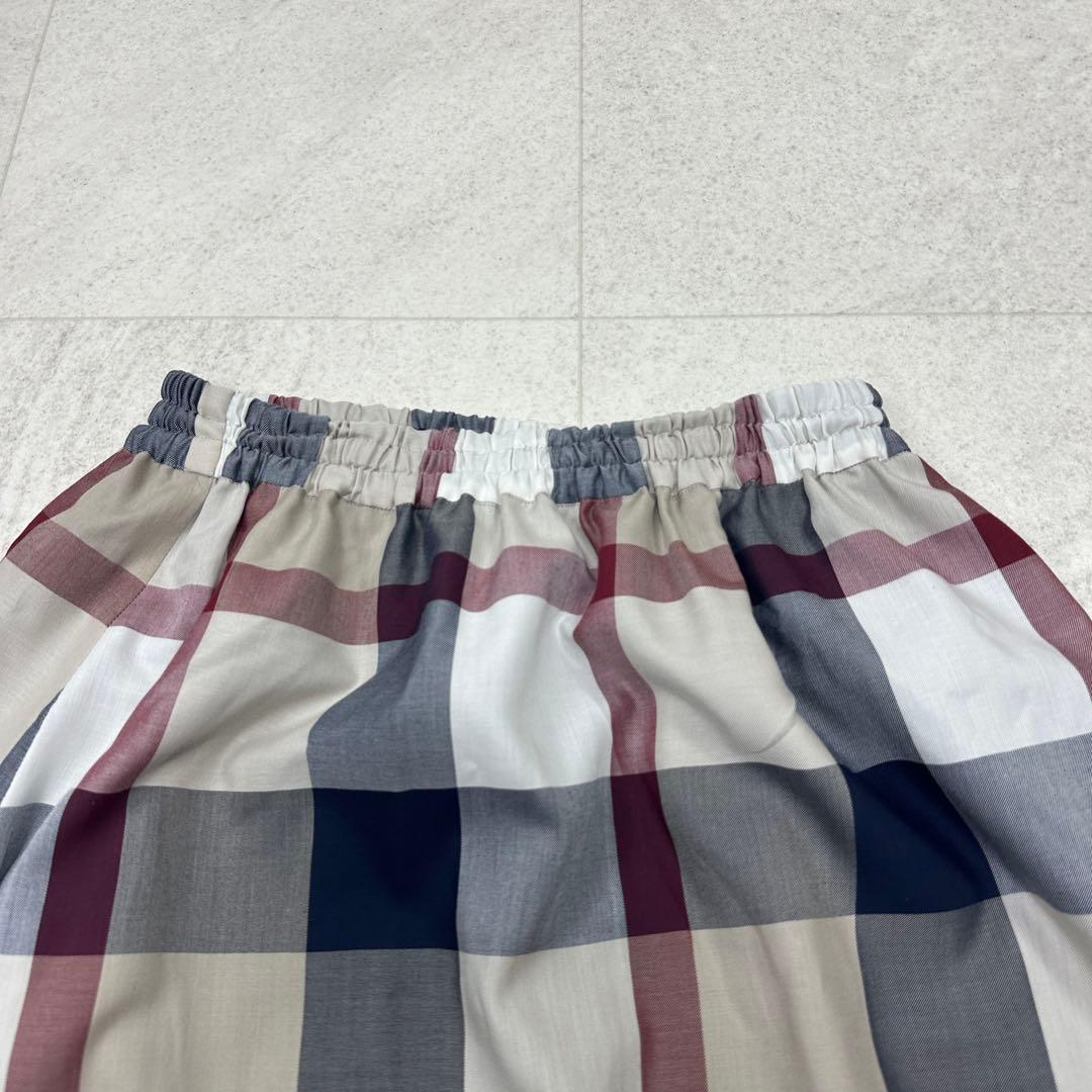 ① 美品【ブルーレーベルクレストブリッジ】チェック フレア ロングスカート 40