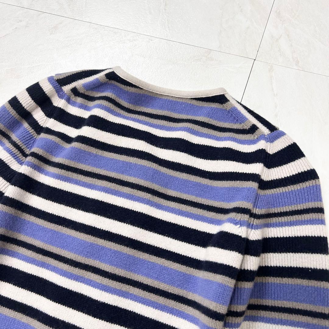 LOUIS VUITTON カーディガン リボン カシミヤ混 ボーダー M