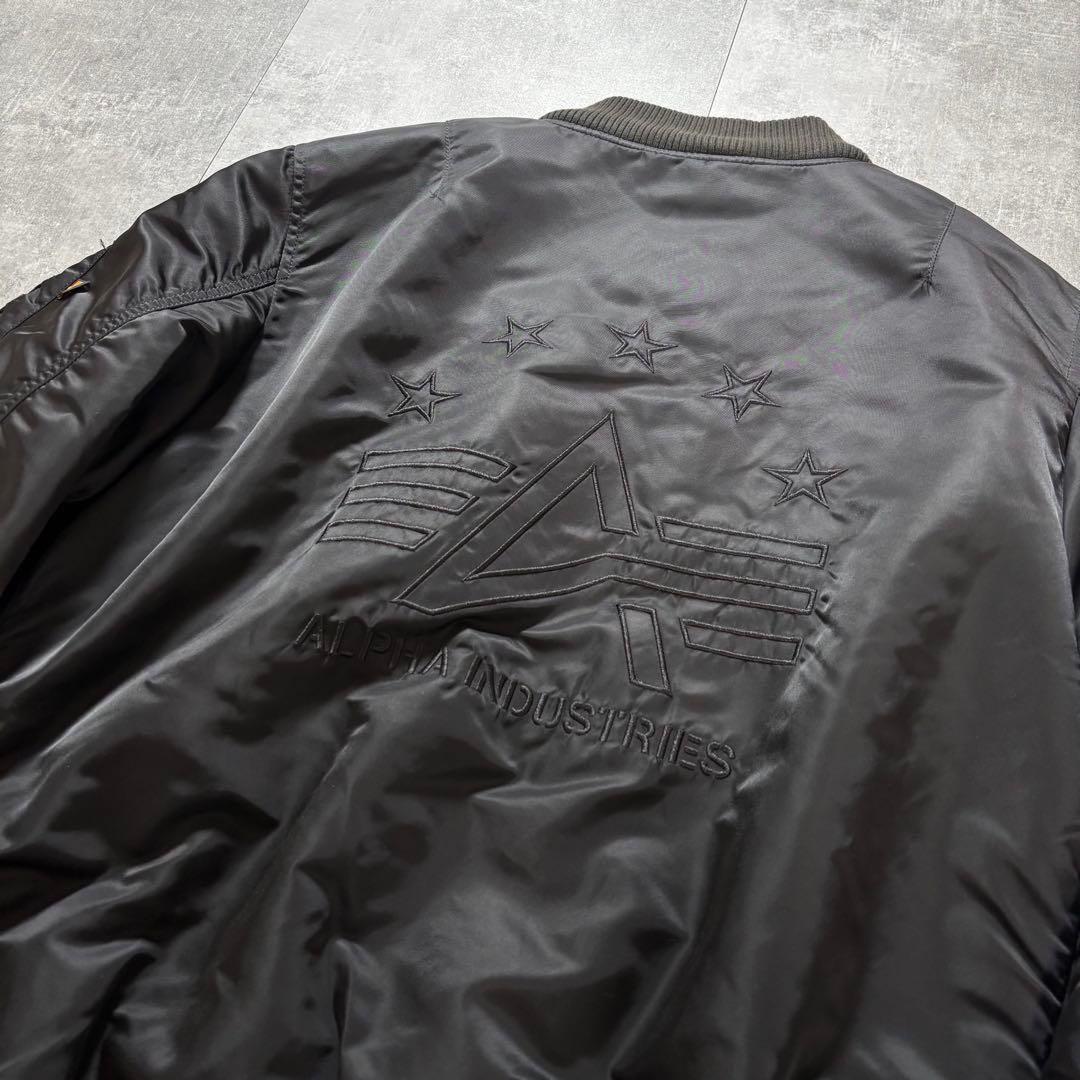 【美品】希少 ALPHA MA-1 TA0114 XL 黒 刺繍 ワッペン 短丈