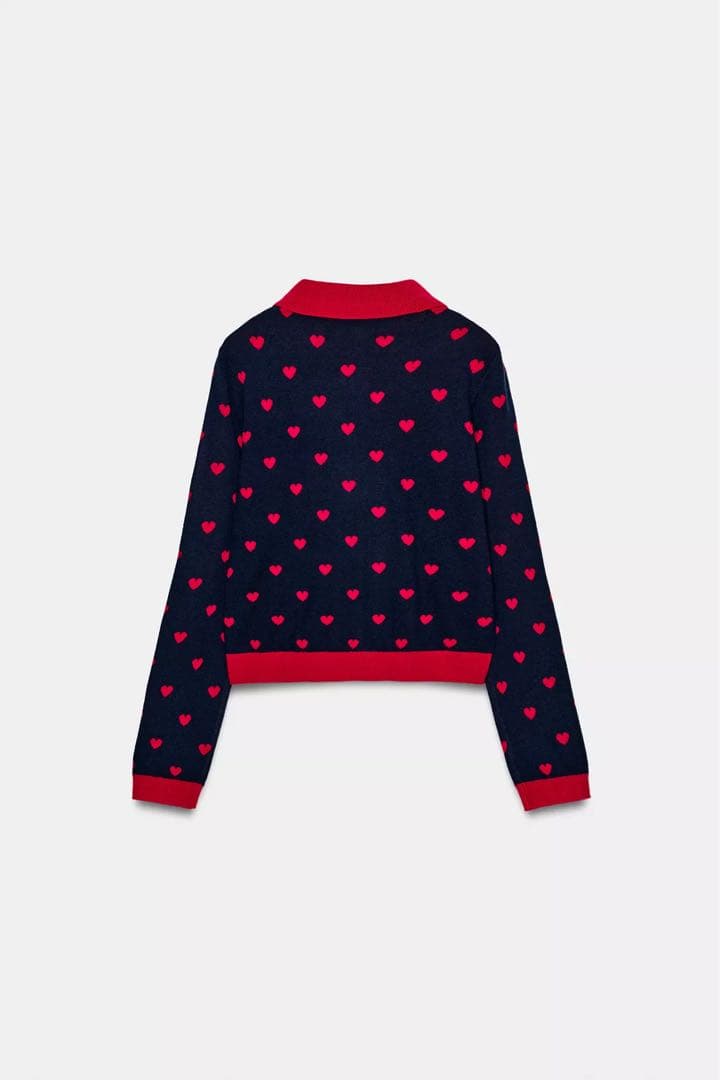 完売品ZARA ハート柄ジャカードニットカーディガン Mサイズ新品タグ付き