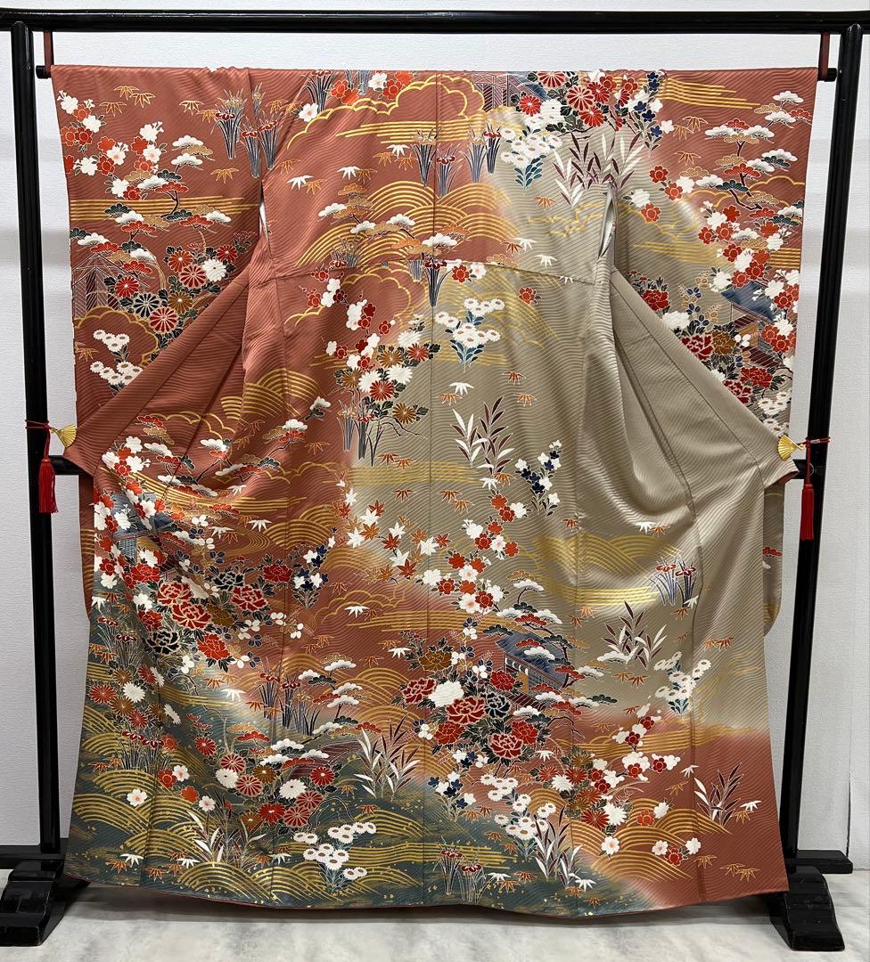 振り袖　フルセット　長襦袢　古典柄　手描き　金彩加工　刺繍入り　成人式　804
