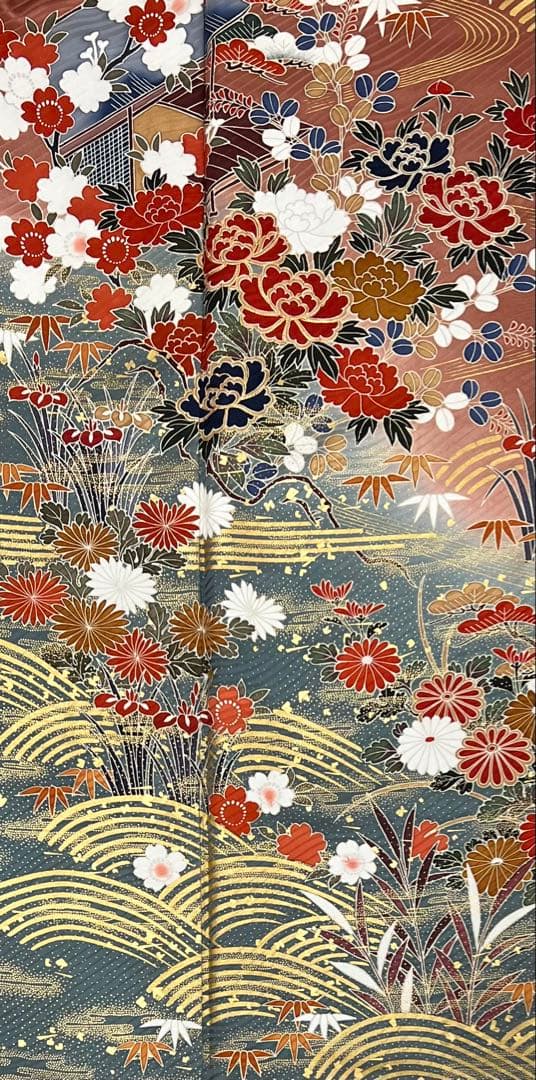 振り袖　フルセット　長襦袢　古典柄　手描き　金彩加工　刺繍入り　成人式　804