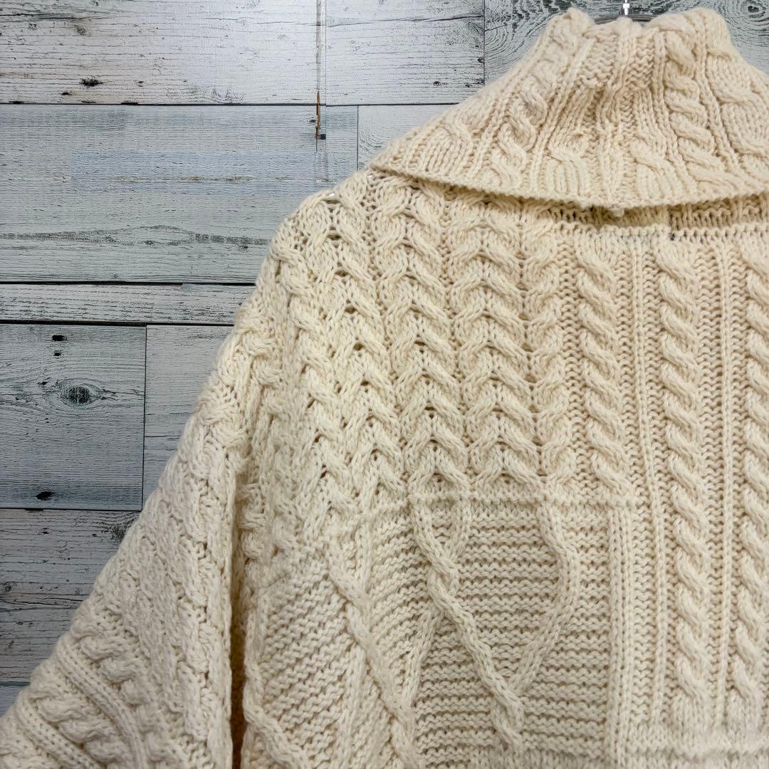 ☆未使用・タグ付☆aran WOOLLEN MILLS ニットポンチョ　ケーブル