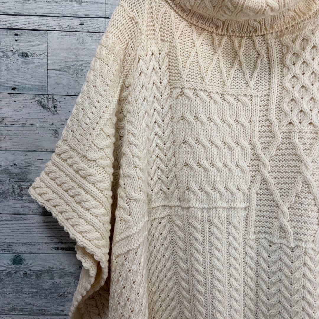 ☆未使用・タグ付☆aran WOOLLEN MILLS ニットポンチョ　ケーブル