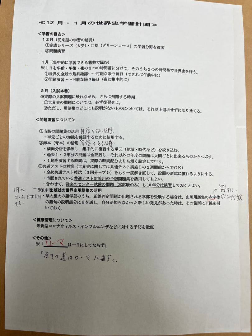 河合塾世界史　沼田英之先生の講義ノート　早慶