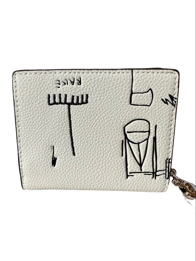 新品 COACH 二つ折り財布 ホワイト レザー アートデザイン 人気モデル