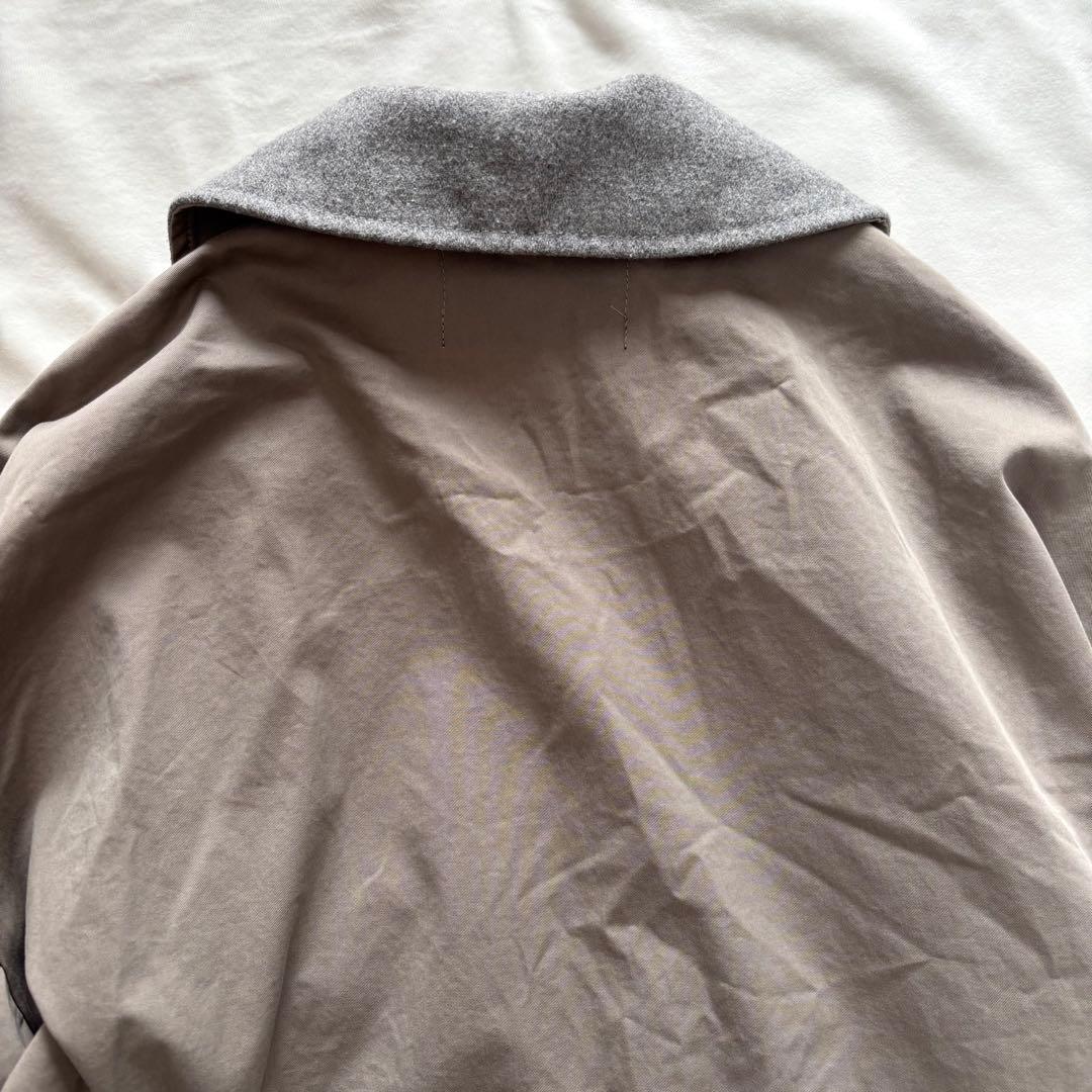 極美品☆ミズイロインド　ワイド　ロングコート　ステンカラー　ウール切替　ベージュ