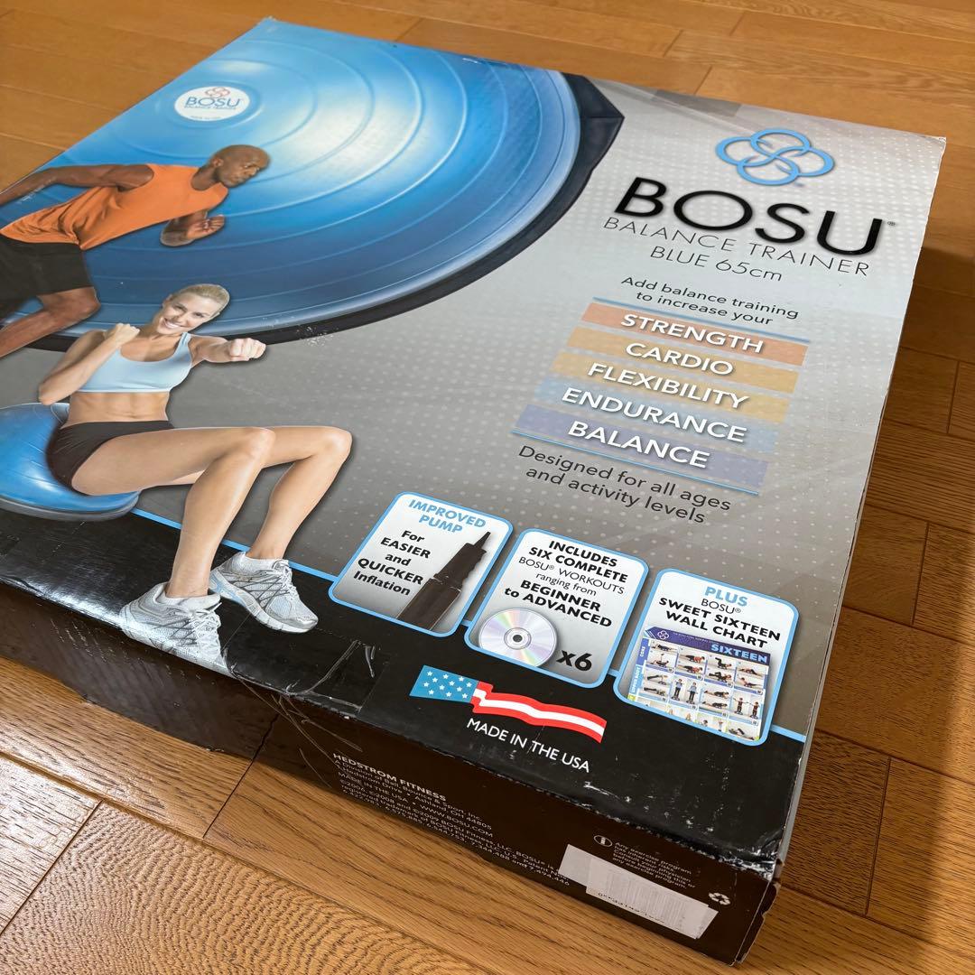 BOSU バランスボール 青 約65cm 箱、ポンプ、説明書付き