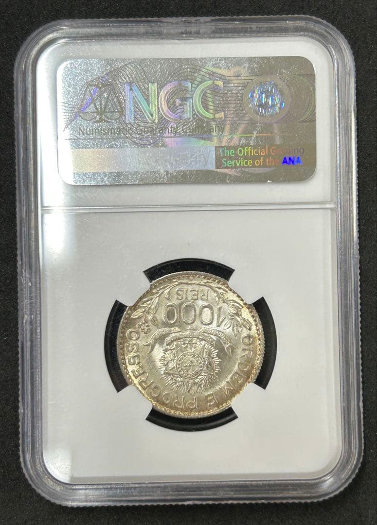 1913年 ブラジル 1000レアル 銀貨 NGC MS64