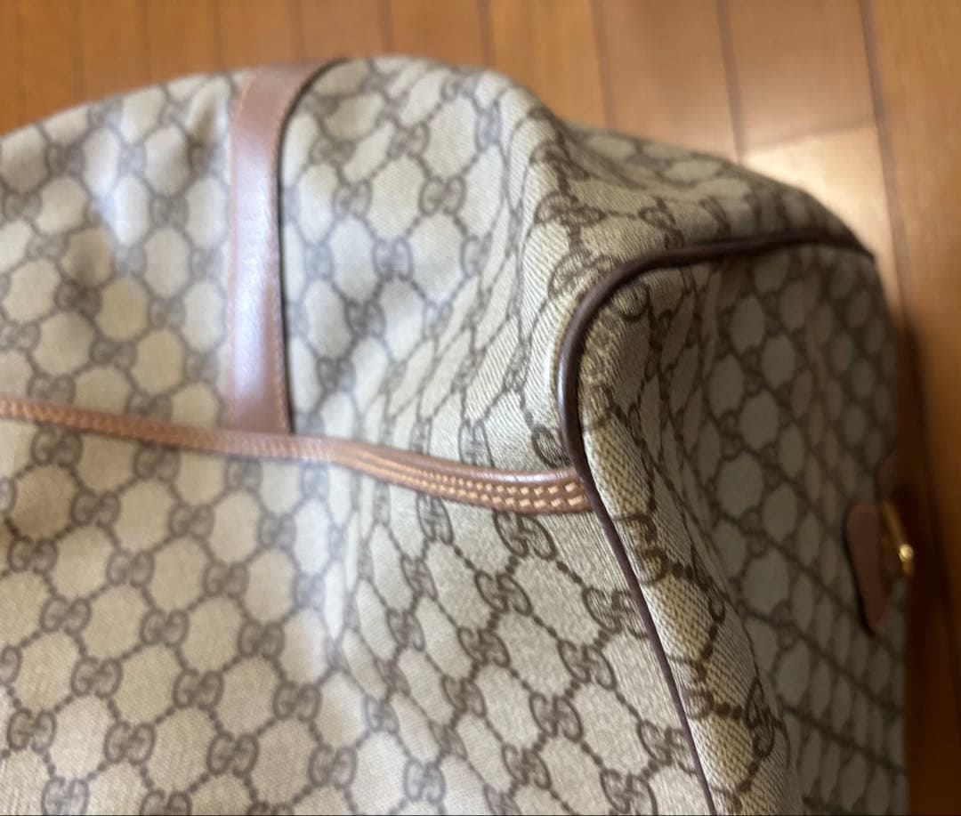 GUCCI GG ボストンバッグ オールドグッチ　ベージュ ロゴ レザー　金具