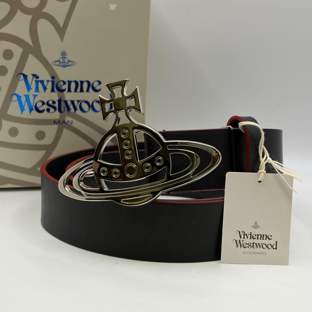 【未使用】Vivienne Westwood☆レザー ベルト 黒/赤