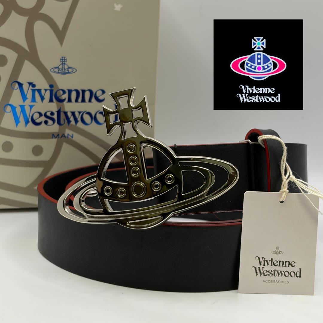 【未使用】Vivienne Westwood☆レザー ベルト 黒/赤