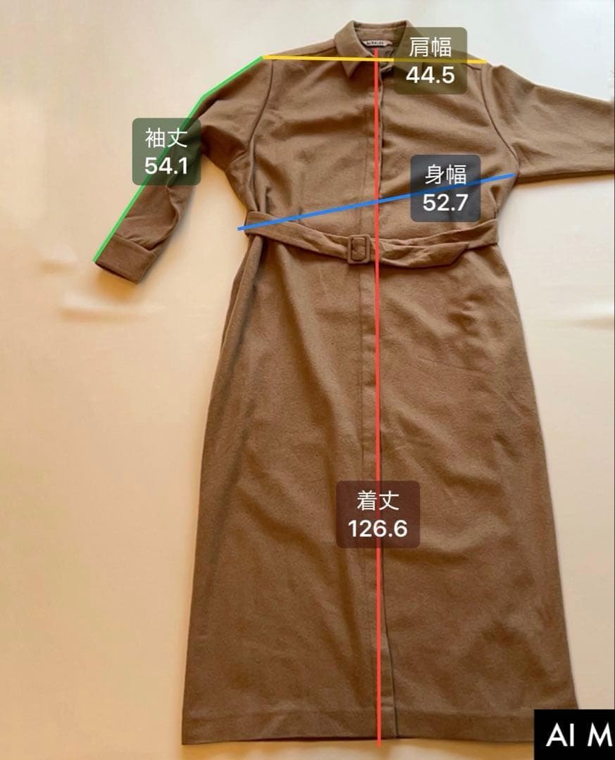 美品・希少✨オーラリー　キャメル100　ロングコート　ベルト　フレア　Aライン