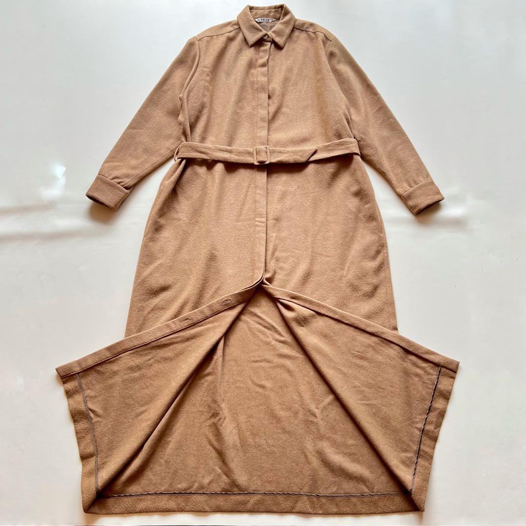 美品・希少✨オーラリー　キャメル100　ロングコート　ベルト　フレア　Aライン