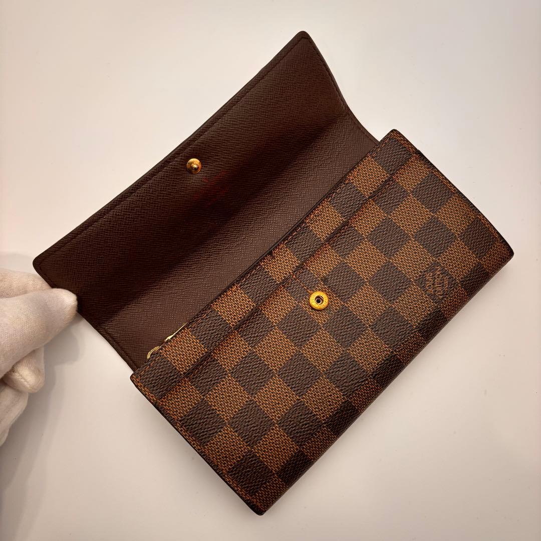 【鑑定済み】ルイヴィトン✨ダミエ 二つ折り財布✨ポルトフォイユサラ 長財布