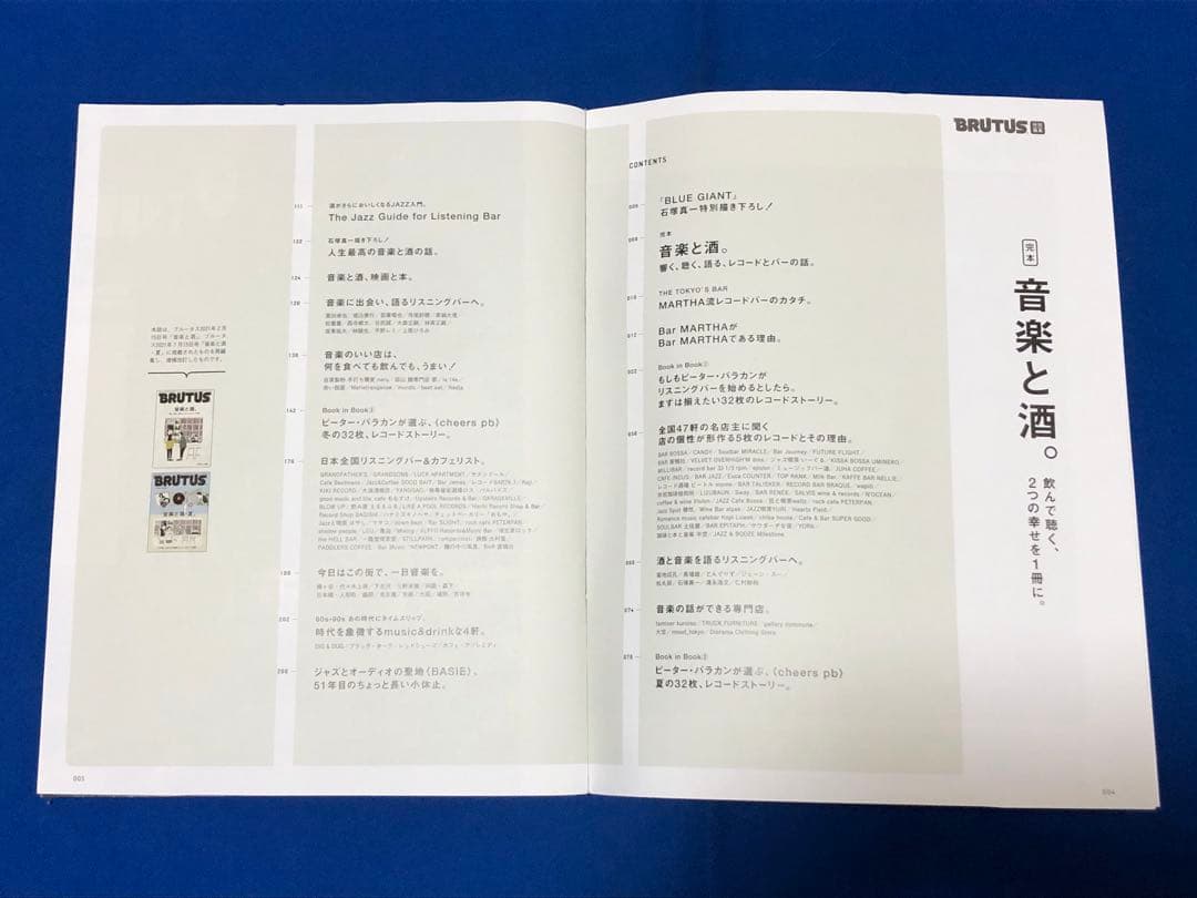 BRUTUS　特別編集　完本　音楽と酒。♢マガジンハウス♢h43w53