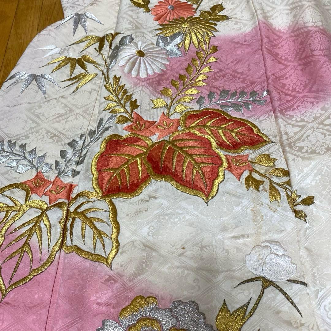 振袖フルセット❤️豪華off-white暈し✨菊牡丹藤垂れ金銀糸刺繍際立つ✨逸品