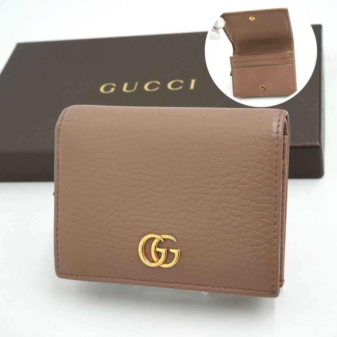 ✨未使用展示品✨　GUCCI ミニ財布　マーモント　GGロゴ 二つ折り　ベージュ