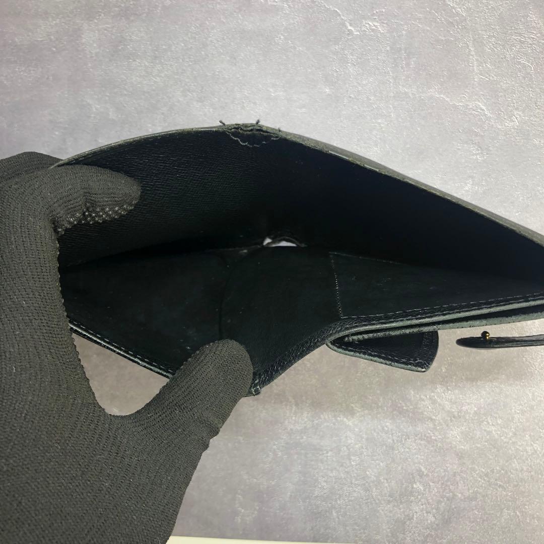 ルイヴィトン エピ ノワール ポルトビエ コンパクト 二つ折り財布 黒 レザー