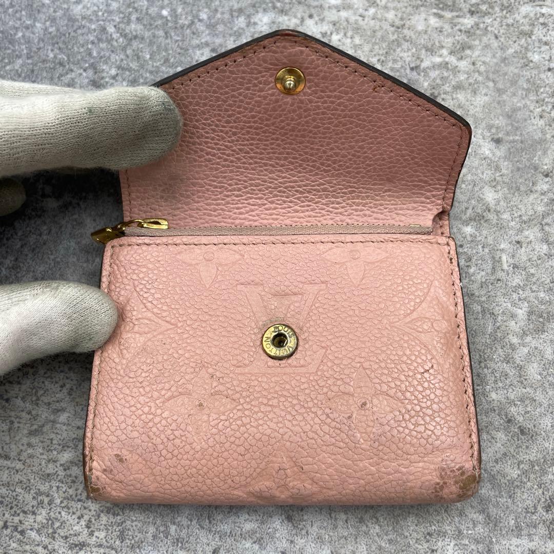 ルイヴィトン ポルトフォイユ ゾエ 折り財布 レザー ピンク アンプラント