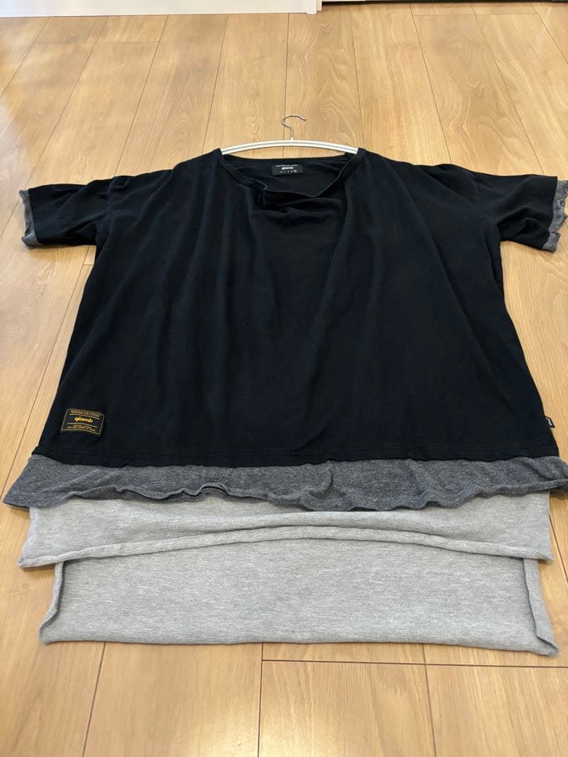 glamb グラム レイヤード Tシャツ 重ね着風 ラグジュアリー 黒