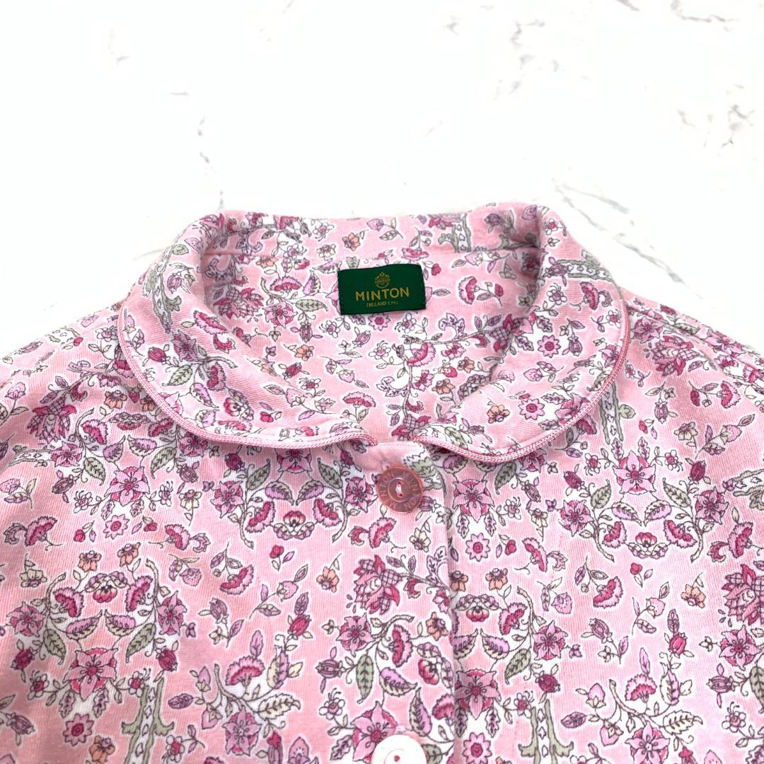 A6813 ミントン パジャマ ルームウェア 綿 コットン 花柄 ピンク LL