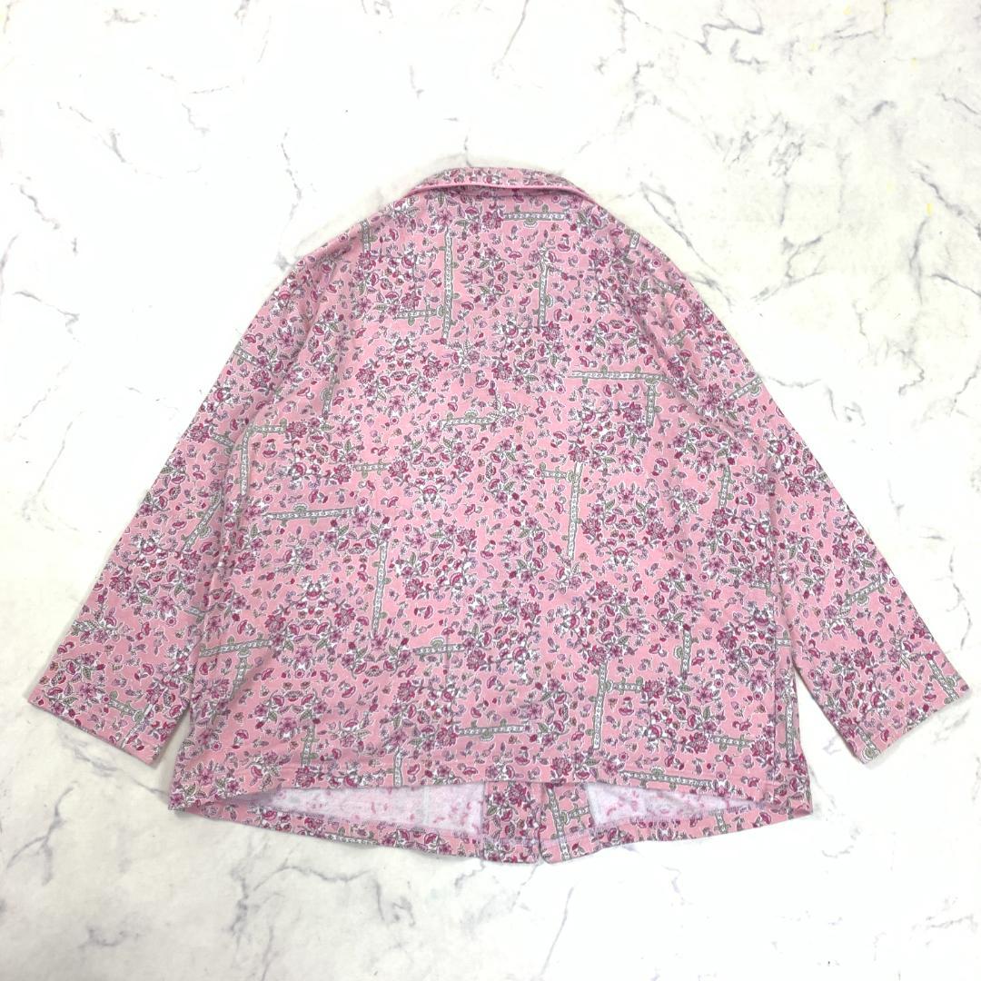 A6813 ミントン パジャマ ルームウェア 綿 コットン 花柄 ピンク LL