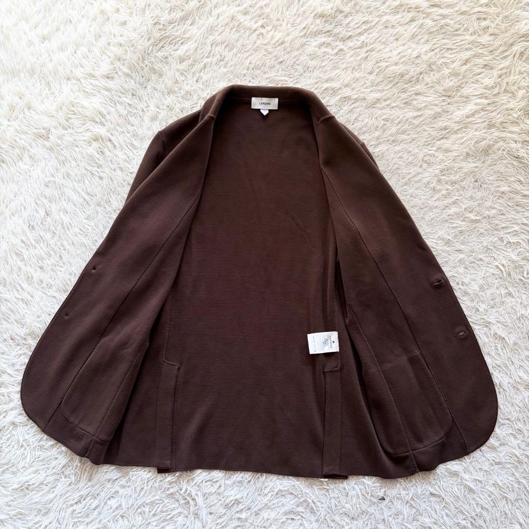 <24年モデル>LARDINI 最新ロゴ ブラウン ニット ジャケット サイズL
