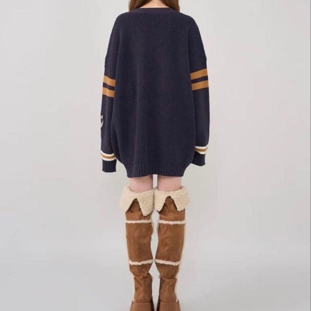 Darich ダーリッチ カレッジワッペンVネックニットカーディガン