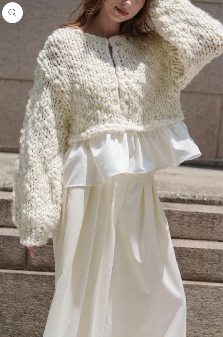 トップス Acka. frill hand knit cardigan