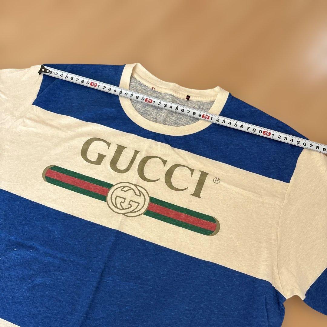 GUCCI ビンテージ風加工 ボーダー Tシャツ