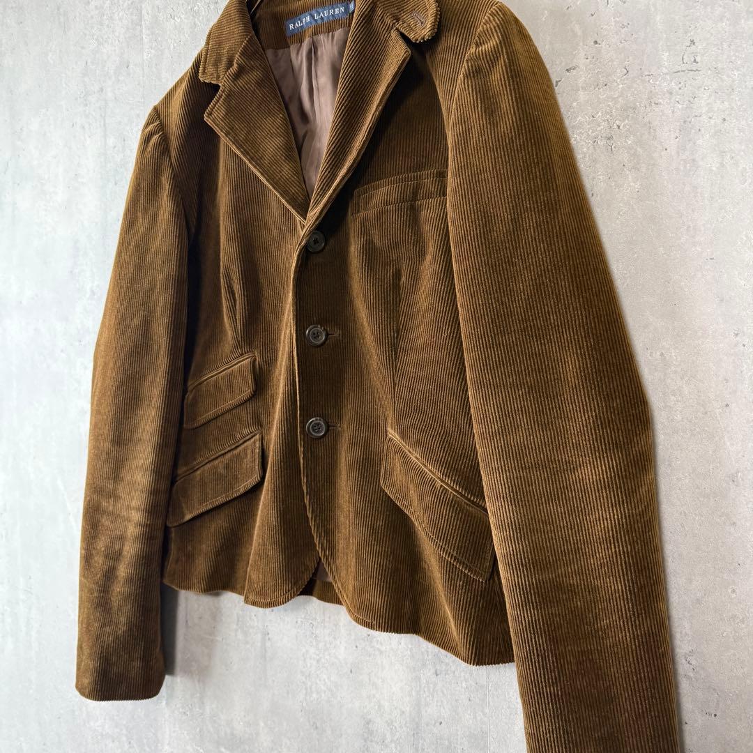 ラルフローレン コーデュロイジャケット エルボーパッチ 羊革 茶 11 L 美品